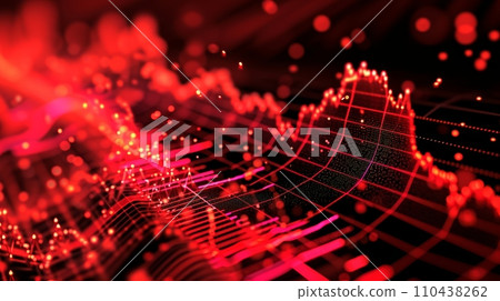 AI-generated content. Futuristic technology innovation red 3D background. AI 110438262