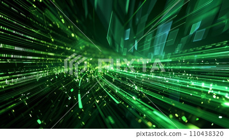 AI-generated content. Futuristic technology innovation green 3D background. AI 110438320