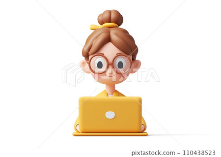 Woman facing a computer-1 110438523