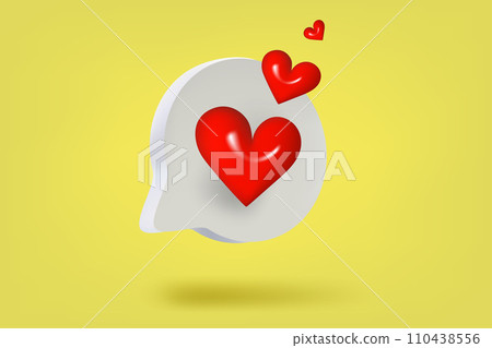 Speech bubble with hearts. Love message concept. 3d vector illustration Speech bubble with hearts. Love message concept. 3d vector illustration 110438556