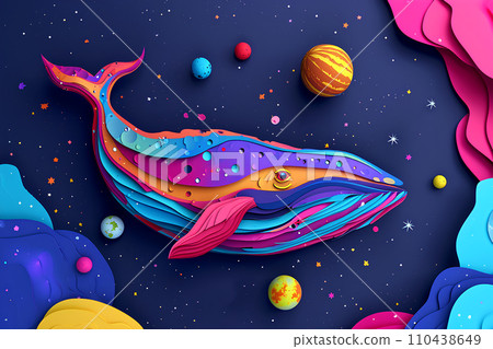 鯨魚在太空中游泳-1 鯨魚在太空中游泳-1 110438649