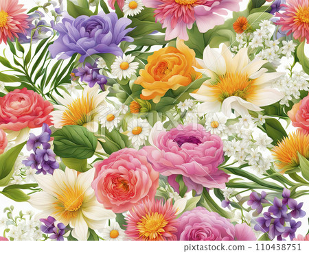 Beautiful background of summer flowers blooming in the garden, greeting card Beautiful background of summer flowers blooming in the garden, greeting card 110438751