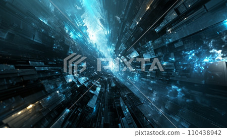 AI-generated content. Futuristic technology innovation 3D background. AI 110438942