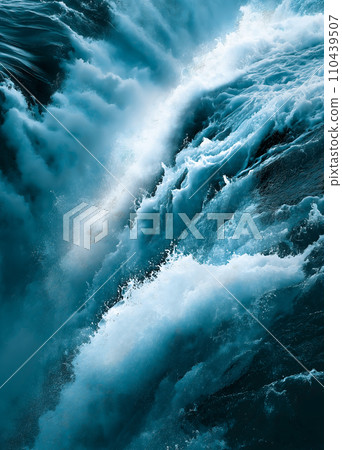 Rapid waterfall close-up with water splashing Rapid waterfall close-up with water splashing 110439507