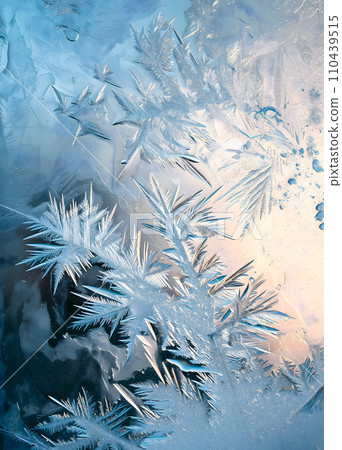 Frosty window with patterns 110439515