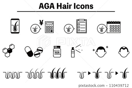 AGA (thinning hair treatment) treatment image icon set, AGA image AGA (thinning hair treatment) treatment image icon set, AGA image 110439712