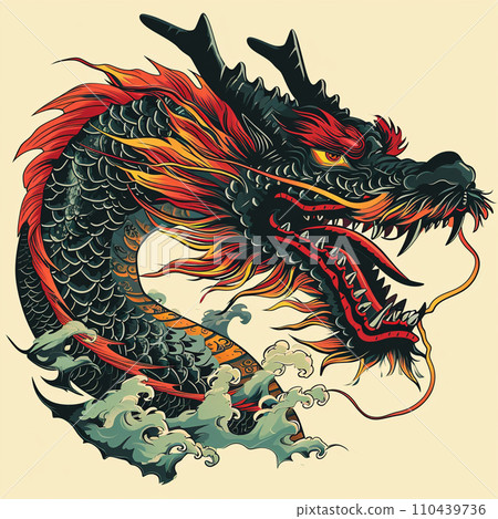 描繪龍頭AI圖像的插圖 描繪龍頭AI圖像的插圖 110439736