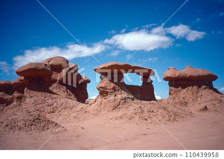 Natural landscape of limestone and sandstone rock formations inside a national parks in utah and arizona in north america in summer 110439958