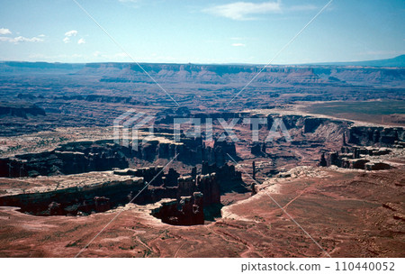 Natural landscape of limestone and sandstone rock formations inside a national parks in utah and arizona in north america in summer 110440052