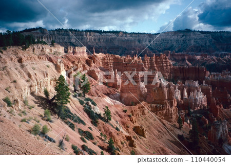 Natural landscape of limestone and sandstone rock formations inside a national parks in utah and arizona in north america in summer Natural landscape of limestone and sandstone rock formations inside a national parks in utah and arizona in north america in summer 110440054
