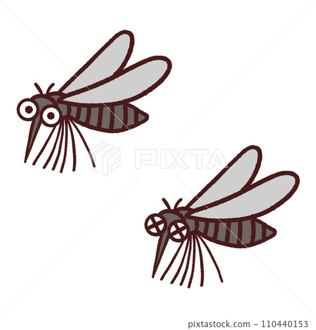 Cute illustrations of healthy mosquitoes and killed mosquitoes 110440153