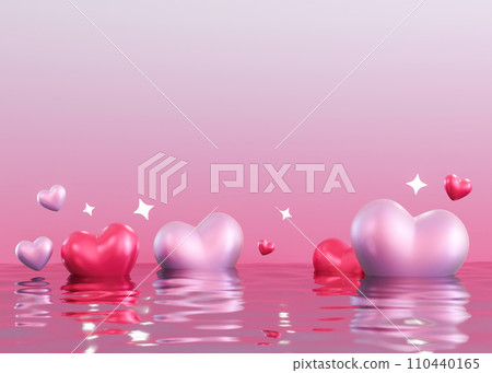 Pink background with shiny hearts, stars, water and copy space. Valentine's Day, Woman's, Mothers Day backdrop. Empty space for text. Postcard, greeting card design. Y2k Valentine gradient. 3D. Pink background with shiny hearts, stars, water and copy space. Valentine's Day, Woman's, Mothers Day backdrop. Empty space for text. Postcard, greeting card design. Y2k Valentine gradient. 3D. 110440165