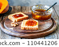 Artisanal Pumpkin and walnuts Jam on Toasts 110441206