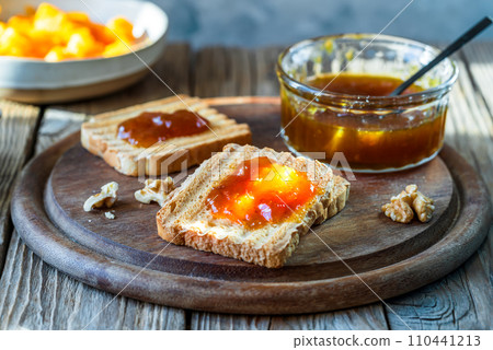 Artisanal Pumpkin and walnuts Jam on Toasts Artisanal Pumpkin and walnuts Jam on Toasts 110441213