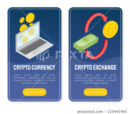 Bitcoin and Crypto Currency Banner Design Vector Template 110441465