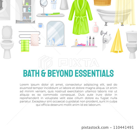 Bathroom Object and Accessories Banner Design Vector Template Bathroom Object and Accessories Banner Design Vector Template 110441491
