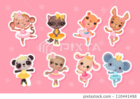 Animal Ballerina Character with Pretty Snout Vector Set 110441498