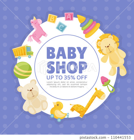 Baby Toy Store and Shop Banner Design Vector Template 110441553