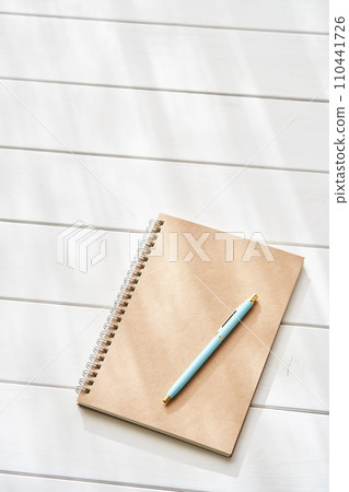 New notebook and ballpoint pen - new semester image 110441726