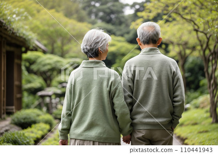 散步的老年夫婦人工智慧生成的圖像 110441943