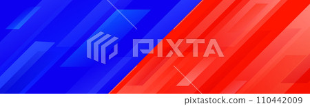 Blue and red sport or game footer design. Abstract diagonal lines background. Wide bright sporty versus banner concept for presentation, footer, header, poster. Gradient geometric wallpaper. Vector Blue and red sport or game footer design. Abstract diagonal lines background. Wide bright sporty versus banner concept for presentation, footer, header, poster. Gradient geometric wallpaper. Vector 110442009