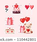 Valentine's Day gift combination teddy bear and cake balloons 110442801