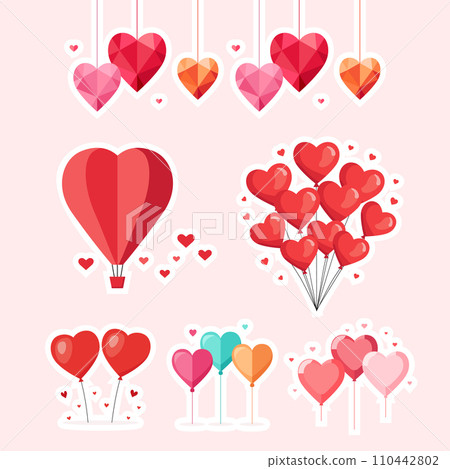 Valentine's Day Heart Shaped Balloon Combination 110442802