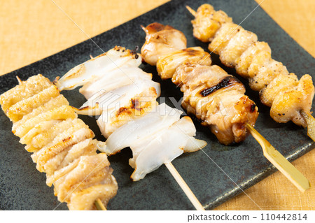 Assortment of 4 types of delicious yakitori Assortment of 4 types of delicious yakitori 110442814