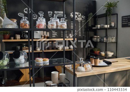 Display and counter with sweet stuff Display and counter with sweet stuff 110443334