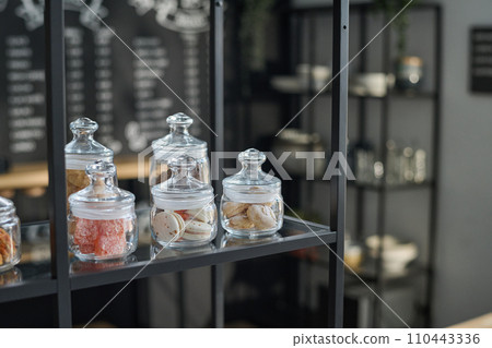 Group of jars containing macaroons Group of jars containing macaroons 110443336