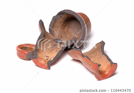Old brown pottery, isolated on white 110443470