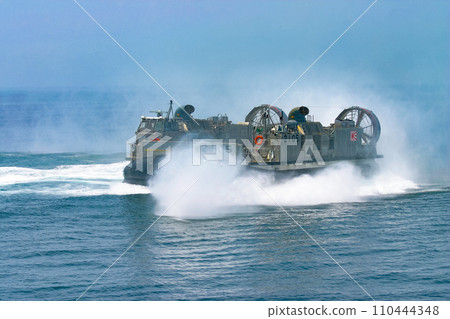 Maritime Self-Defense Force hovercraft spinning at a training exhibit 110444348