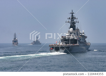 Maritime Self-Defense Force fleet sailing Maritime Self-Defense Force fleet sailing 110444355