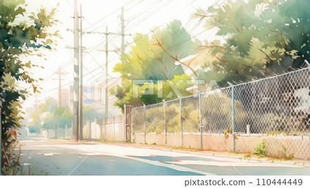 Scenery on the school route Generative AI 110444449