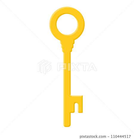 Yellow golden key isolated on white background. Cartoon style. Vector illustration for any design. Yellow golden key isolated on white background. Cartoon style. Vector illustration for any design. 110444517