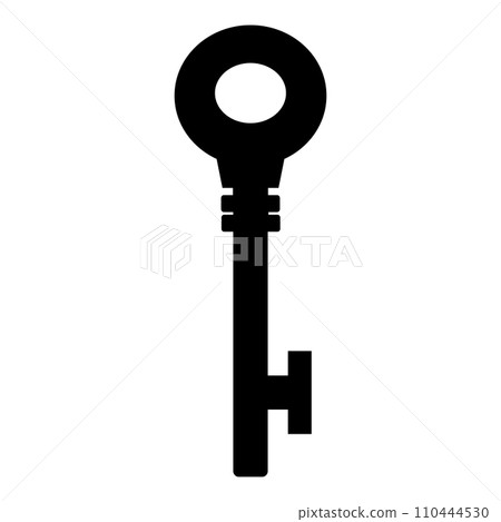 Black silhouette key isolated on white background. Vector illustration for any design. 110444530