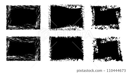 Jagged rectangle. Black simple shape. Rectangle paper template jagged and rough. 110444673