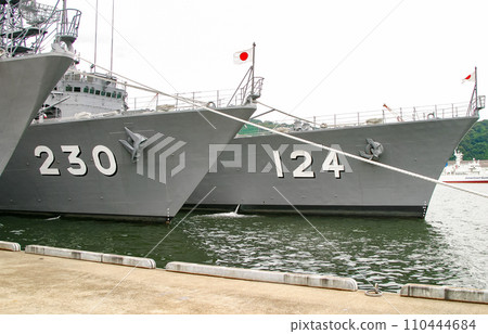 The bow of the Maritime Self-Defense Force destroyer at anchor The bow of the Maritime Self-Defense Force destroyer at anchor 110444684