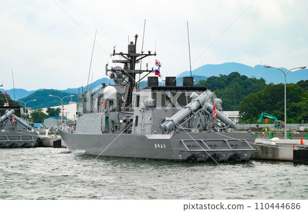 Maritime Self-Defense Force missile boat at anchor 110444686