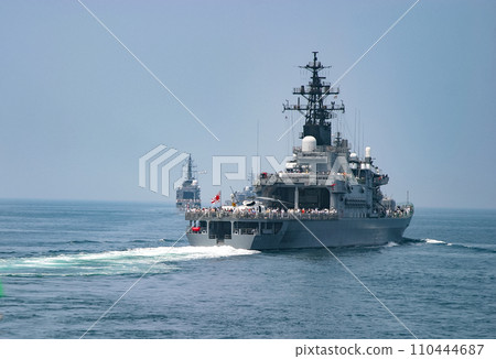 Maritime Self-Defense Force fleet sailing Maritime Self-Defense Force fleet sailing 110444687
