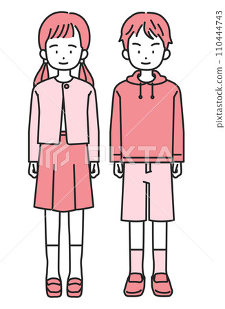 Elementary school boy and girl Elementary school boy and girl 110444743