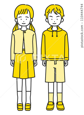 Elementary school boy and girl Elementary school boy and girl 110444744