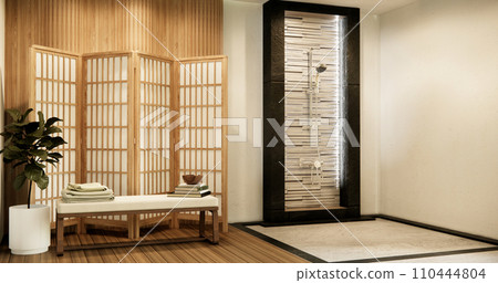 Toilet and decoartion on modern zen toilet room japan style. 110444804