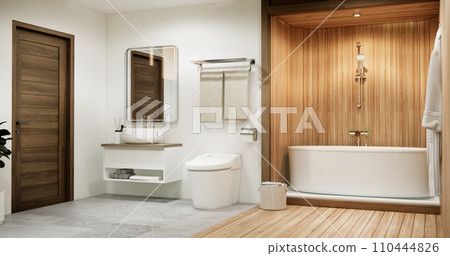 The Bath and toilet on bathroom japanese style. The Bath and toilet on bathroom japanese style. 110444826