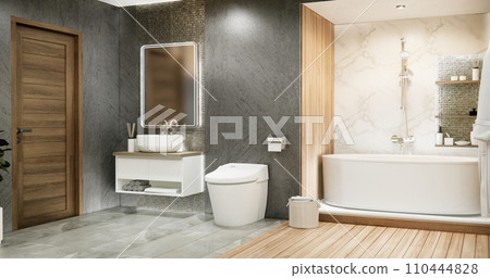 The Bath and toilet on bathroom japanese style. The Bath and toilet on bathroom japanese style. 110444828