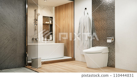 The Bath and toilet on bathroom japanese style. 110444831