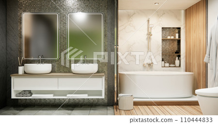 The Bath and toilet on bathroom japanese style. 110444833