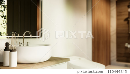 Toilet and decoartion on modern zen toilet room japan style. 110444845