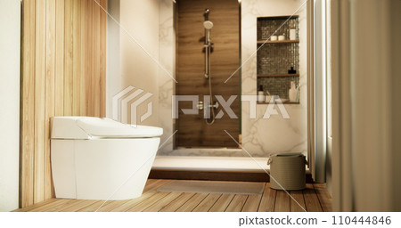 Toilet and decoartion on modern zen toilet room japan style. 110444846