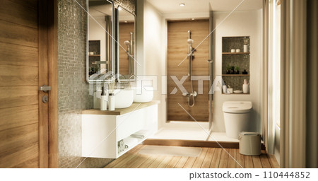 Hand washing sink in the bathroom modern japan style. 110444852